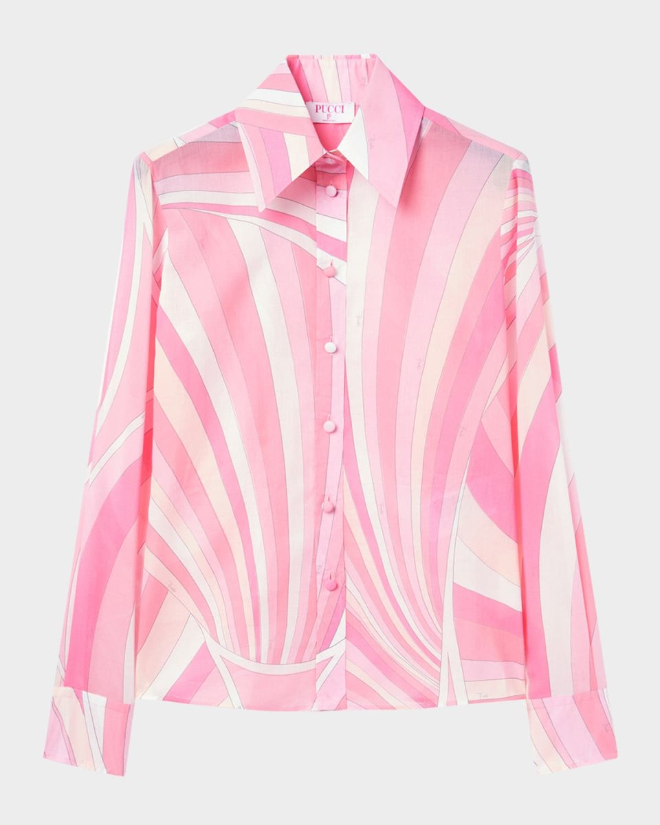 Iride-Print Cotton Muslin Button-Down Blouse